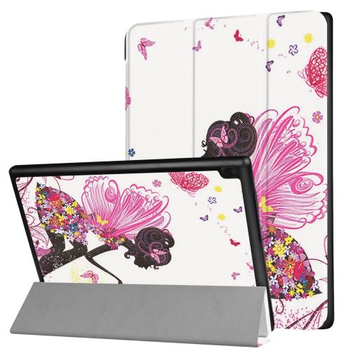 Etui en PU trois volets stand fleur fille avec ailes pour votre Lenovo Tab 4 10