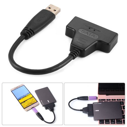 Adaptateur USB 3.0 2.0 SATA 3, câble SMiTo USB 3.0, jusqu'à 6 Gbps, prise  en charge 2.5 pouces, disque dur externe HDD SSD, câble SMiIII 22 broches -  AliExpress