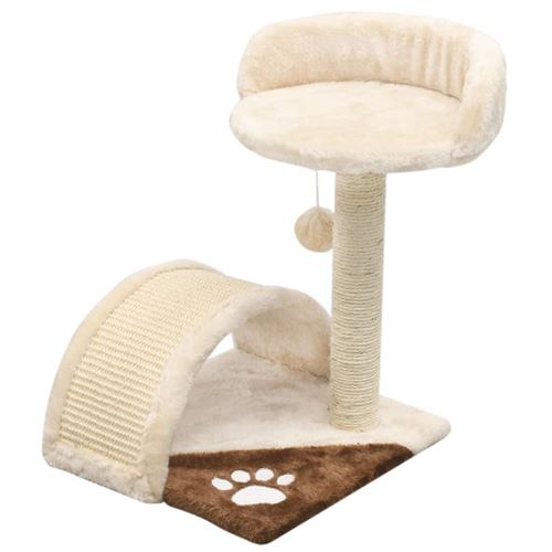Comparer les prix de Arbre à chat griffoir grattoir niche jouet animaux peluché en sisal 40 cm beige et marron