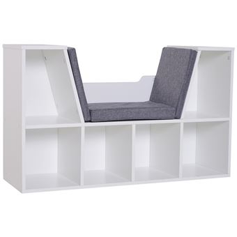 20 Sur Bibliotheque Banc 2 En 1 Design Contemporain 6 Casiers 3 Coussins Fournis 102l X 30l X 61h Cm Blanc Gris Chine Achat Prix Fnac