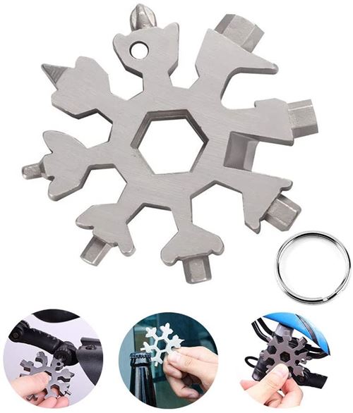 2Pcs 18-en-1 Outil Multifonction flocon de neige carte outil Argenté