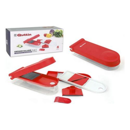 Coupe-légumes et râpe à légumes avec réceptacle Quttin Blanc Rouge (10 X 27 x 5,5 cm)