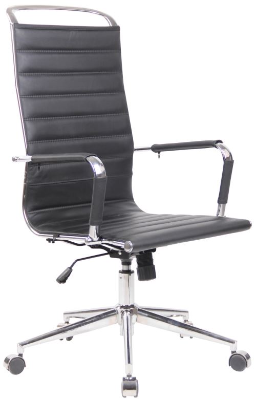 Chaise de Bureau Design Barnes en véritable Cuir avec Accoudoirs - Hauteur réglable Pivotant - Couleur Noir