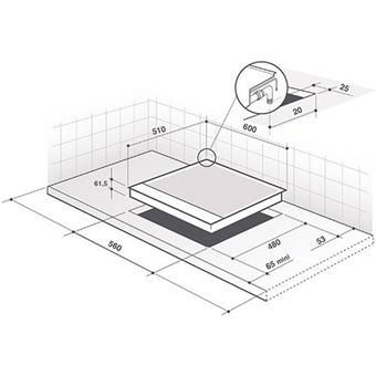 De Dietrich DPE7620XF - Table de cuisson au gaz - 4 plaques de cuisson - Niche - largeur : 56 cm - profondeur : 48 cm - noir - avec garnitures en acier inoxydable - inox/noir
