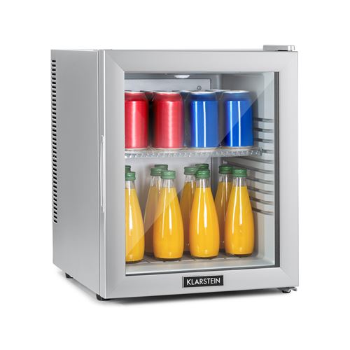 Mini refrigerateur - porte vitree led clayette argent - 32 litres