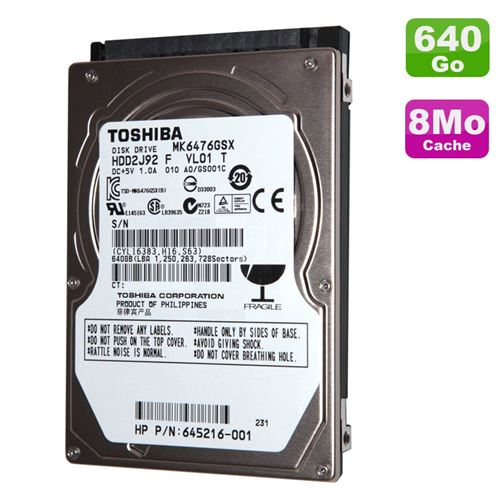 Disque dur 640go sata 2.5' toshiba mk6476gsx pc portable 8mo