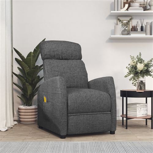 vidaXL Fauteuil de massage inclinable Gris foncé Tissu