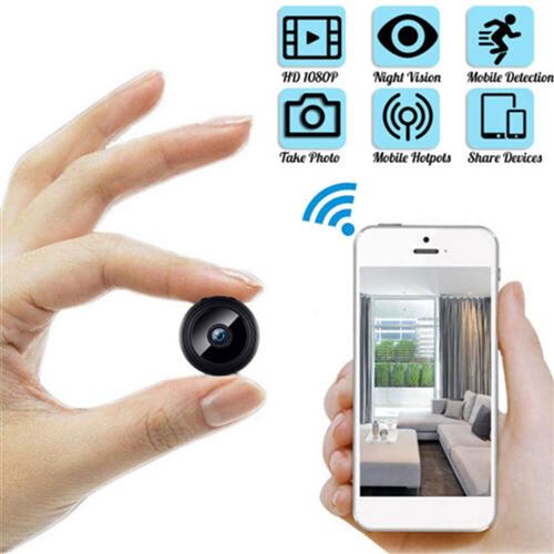 Mini Camera Espion WiFi 1080p Magneti sans Fil Nanny Cachée et Vision Nocturne Interieur Exterieur Surveillance pour iOS Android-Noir