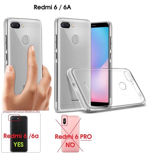 Coque de protection transparente souple pour Xiaomi Redmi 6 et Redmi 6A