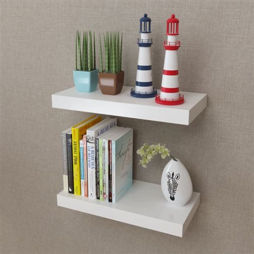 vidaXL Wandplanken zwevend MDF wit 2 st
