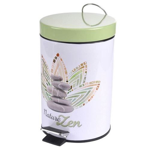 Paris Prix - Poubelle à Pédale Imprimée zen Forest 3l Blanc