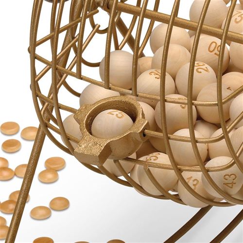 Loto de jeu de société Barils de loto en bois avec un sac vert et des