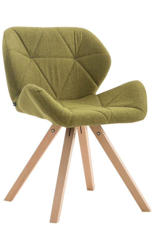 Chaise de salle à manger Tyler tissu pieds carrés avec piètement en bois de hêtre Nature - Siège Vert