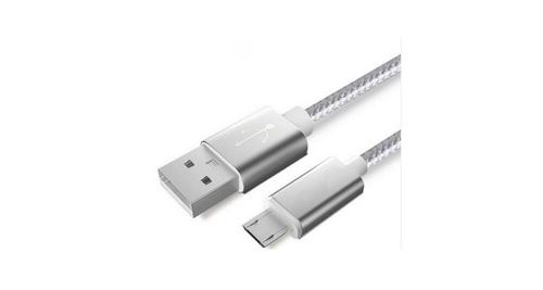 Cable Metal Nylon Pour Asus Zenfone Selfie Android Chargeur Usb/micro Usb 1,5m Connecteur Tresse (argent)