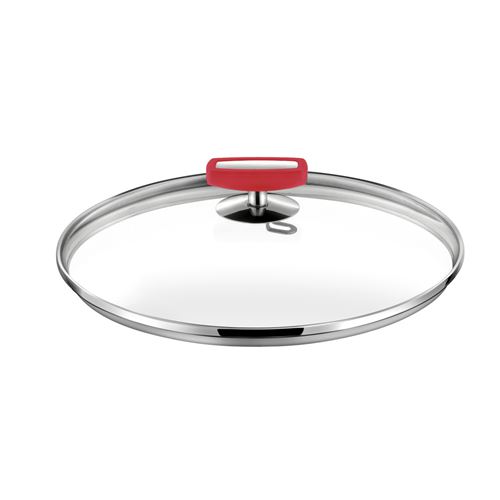 Malice - Couvercle 14cm verre, bakélite rouge et acier