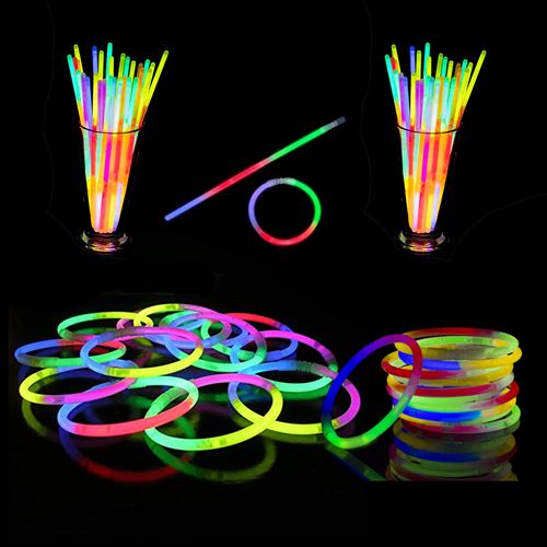 Bracelets Tri-Color Mixed Glow 100 pièces + connecteurs | Bracelets lumineux