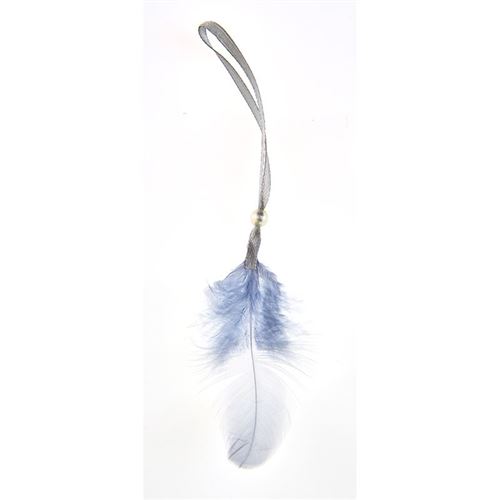 12 plumes avec lien gris 16 cm