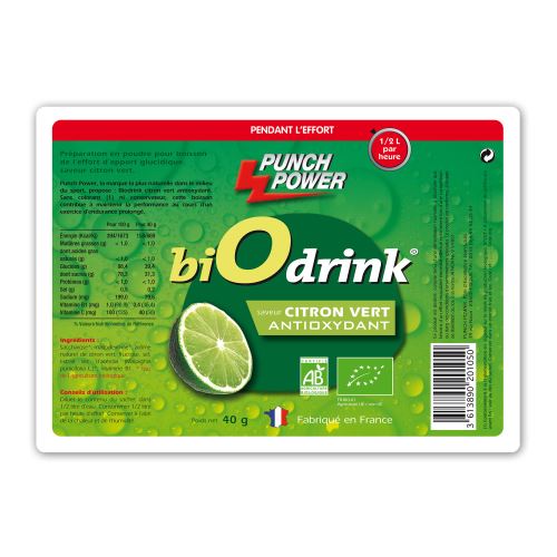 Présentoir de 30 sachets de boissons Biodrink Punch Power antioxydant citron vert – 40g