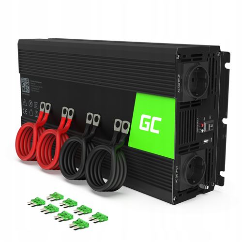 Green Cell® 3000W/6000W Pur Sinus Convertisseur de Tension DC 24V AC 220V/230V Power Inverter sinusoïdale, Onduleur Transformateur avec Connection USB