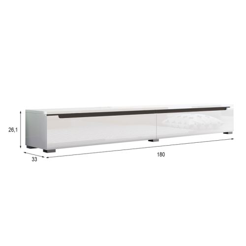 Meuble Tv Banc Tv Swift 180 Cm Blanc Brillant Sans Led A Suspendre Ou A Poser Style Moderne Achat Prix Fnac