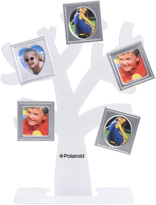 Polaroid : arbre généalogique avec cadres– Arbre avec support et cinq mini cadres photo magnétiques (blanc) pour papier Zink 2x3 (Snap, Zip, Z2300)