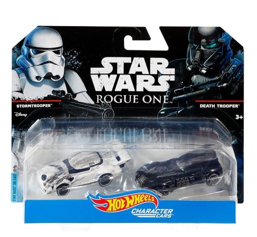Pack de 2 voitures star wars stormtrooper et death trooper - vehicule hot wheels rogue one - mattel