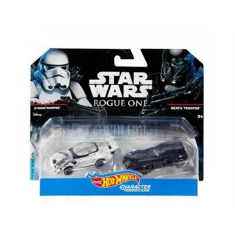 Pack de 2 voitures star wars stormtrooper et death trooper - vehicule hot wheels rogue one - mattel - 1