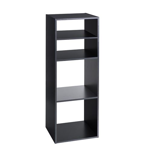 Étagère bois 2 + 2 cases mix noir