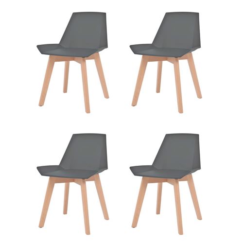 vidaXL Chaise de salle à manger 4 pcs Gris Plastique et hêtre