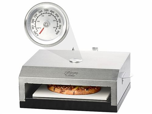 Rosenstein & Söhne : Four à pizza pour barbecue avec pierre de cuisson et thermomètre intégré