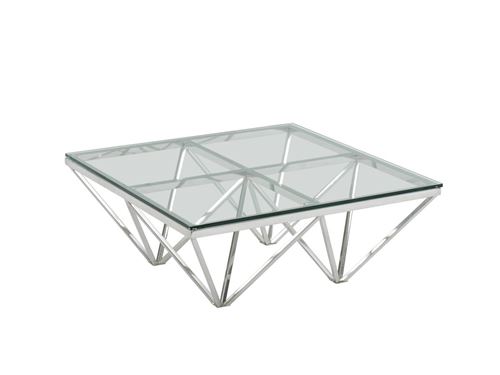 Table basse MELKIOR - Verre trempé & acier inoxydable