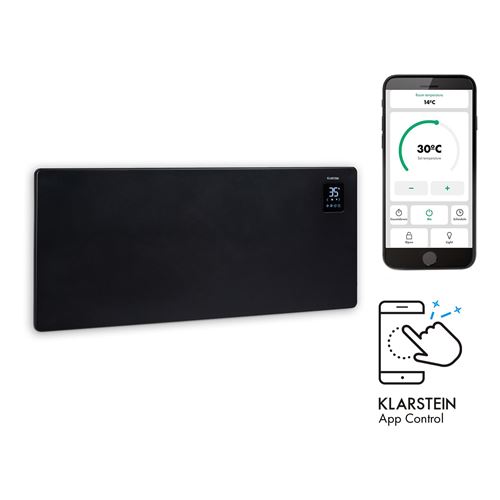 Klarstein Bansin Smart 2500 - Radiateur à convection connecté 2500W , pour 50 m² , thermostat, contrôle par application - Noir