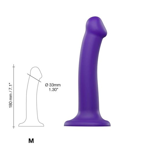 strap-on-me – Bendable Dildo Semi-Réaliste – Silicone à Double Densité – Ventouse Puissante – Garanti Sans Phtalates – Hypoallergénique – Taille M – Coloris Violet