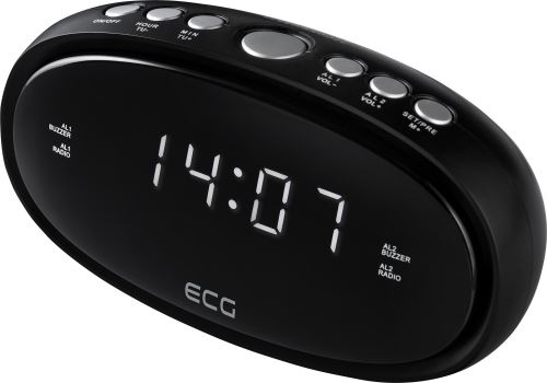 ECG RB 010 - Radio-réveil Noir FM - 220V + Pile en cas de coupure