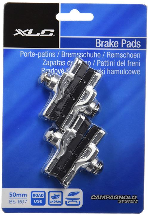 XLC Chaussures de frein CARTRIDGE Lot de 4 R07 Road BS 50 mm Campagnolo, argent/noir/rouge, 2500385700