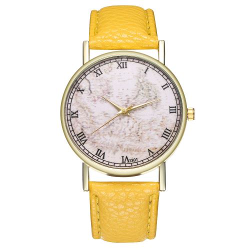 Montre de cadeau de mariage d'anniversaire classique simple pour homme et femme Montre à quartz T301-Ajaune