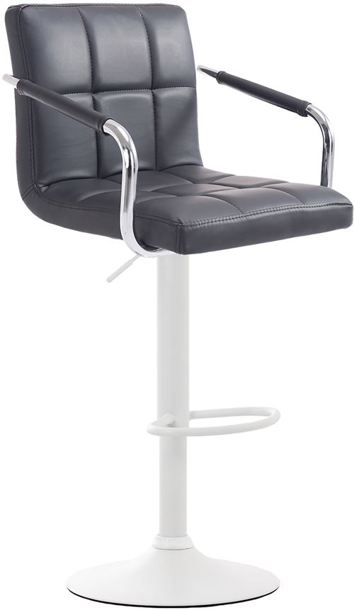 Tabouret de bar Lucy V2 en similicuir avec Piètement en Métal , Noir /Blanc