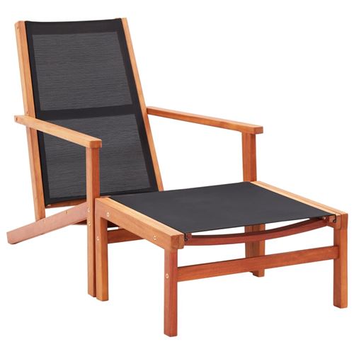 Vidaxl chaise de jardin et repose-pied eucalyptus solide et textil&egrave;ne 48700