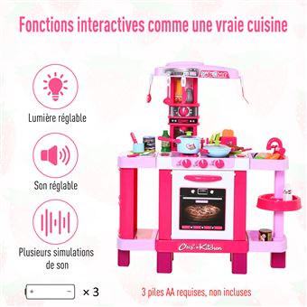 21€ sur Cuisine pour enfant recettes jeu d'imitation 38 accessoires inclus  sons et lumières polypropylène rose - Cuisine enfant - Achat & prix