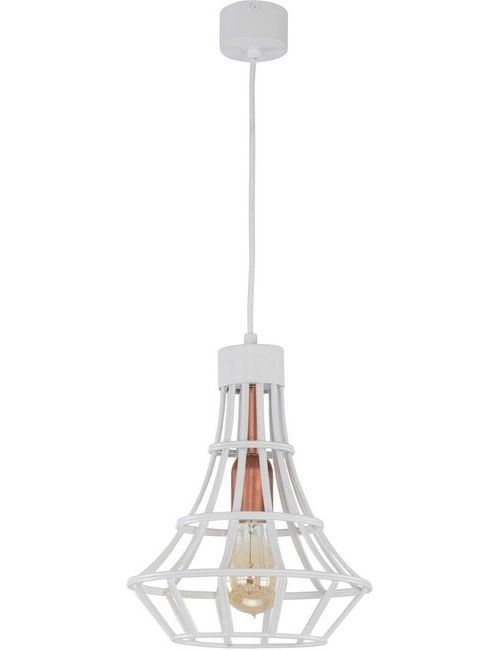 HOMEMANIA Lampe à Suspension Riana - Plafonnier - Murale - Cuivre, Blanc en Métal, 24 x 105 x cm, 1 x E27, 60 W