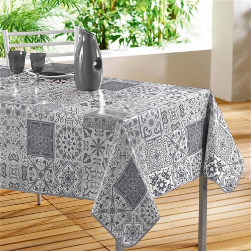 Nappe rectangle 140 x 240 cm pvc imprime persane Gris