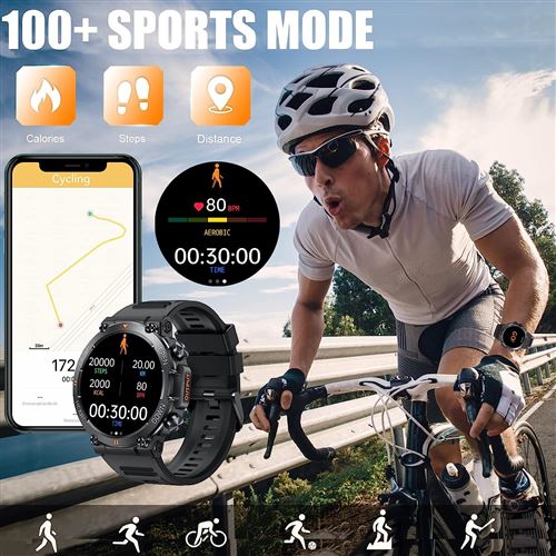 Montre Connectée Homme Femme,Bracelet Connecté avec Fréquence Cardiaque et  Moniteur de Sommeil Message Rappel d'Appel Bluetooth Montre de Sport pour  Android iOS (Noir) : : High-Tech