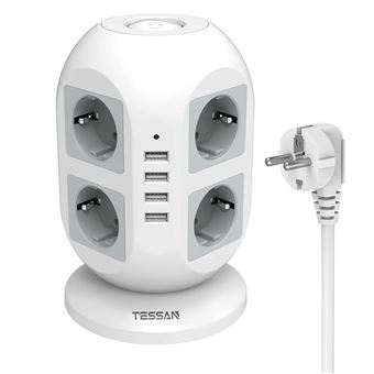 Multiprise Tour,Parafoudre Parasurtenseur Avec 8 Prises Et 3 Ports Usb