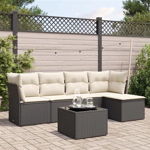 Vidaxl Noir 6 Pcs Salon De Jardin Avec Coussins - Image 2