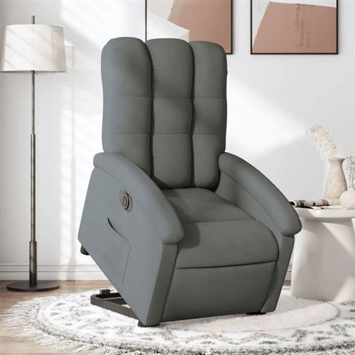 Vidaxl Gris Stoel Électrique Réglable Tissu Foncé - Image 2