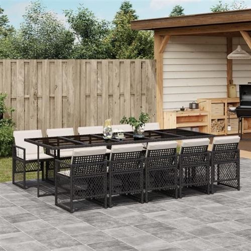 Non Communiqué Noir Vidaxl Ensemble À Manger De Jardin 11 Pcs Coussins Résine Tressée 3210750