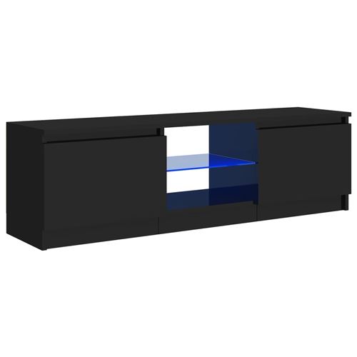 vidaXL Meuble TV avec lumières LED Noir brillant 120x30x35,5 cm