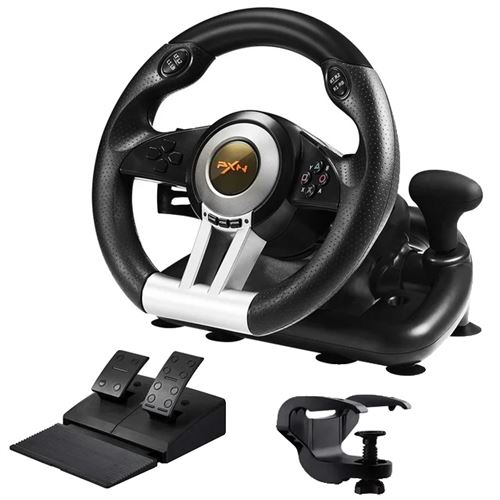 Volant de jeu, compatibilité universelle, rotation à 180°, Noir