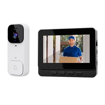 Sonnette vidéo intelligente,Aiorber sonnette intelligente sans fil, caméra de porte avec interphone, caméra d'extérieur, sonnette vidéo HD avec vision nocturne, blanc - 1