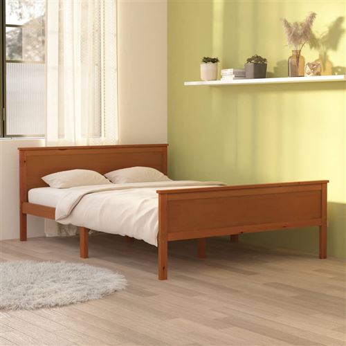 vidaXL Cadre de lit sans matelas marron miel pin massif 160x200 cm